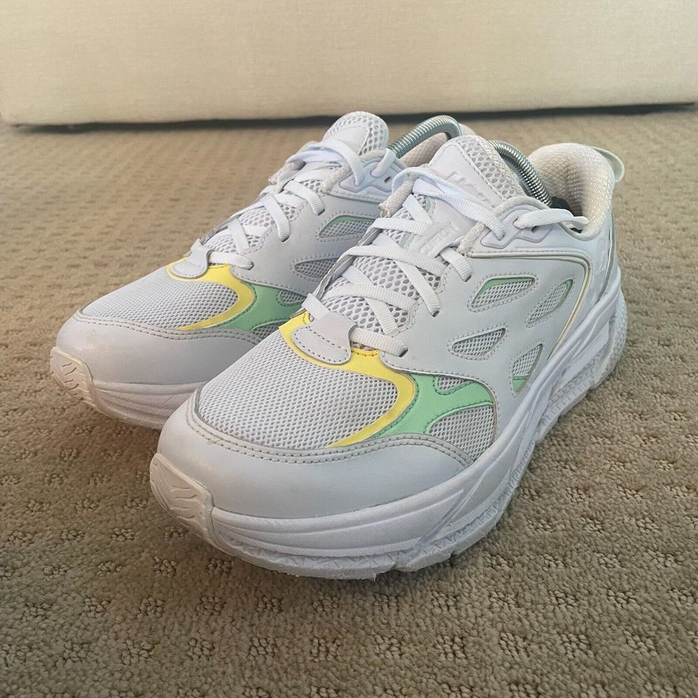 Hoka One One Clifton L Running‎ Shoes Men US 9.5 Women US 10.5 White Green Ash
